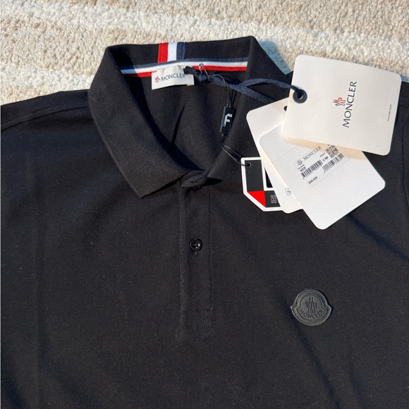 Moncler Black Polo Shirt with Logo Accent - Picture 4 of 5